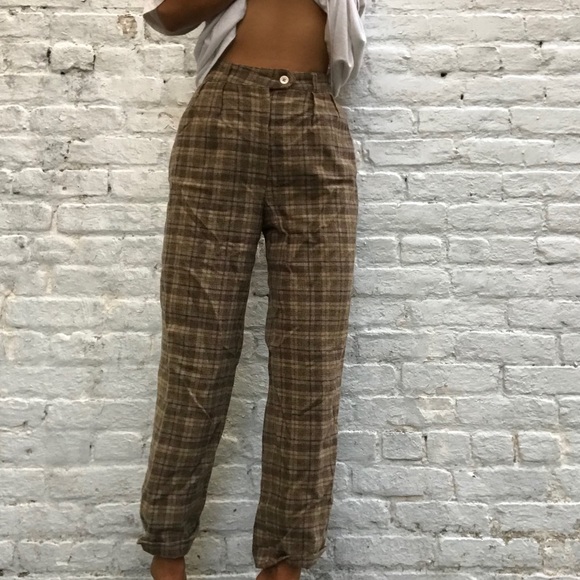 Plaid Vintage Wool Trousers - Picture 3 of 6